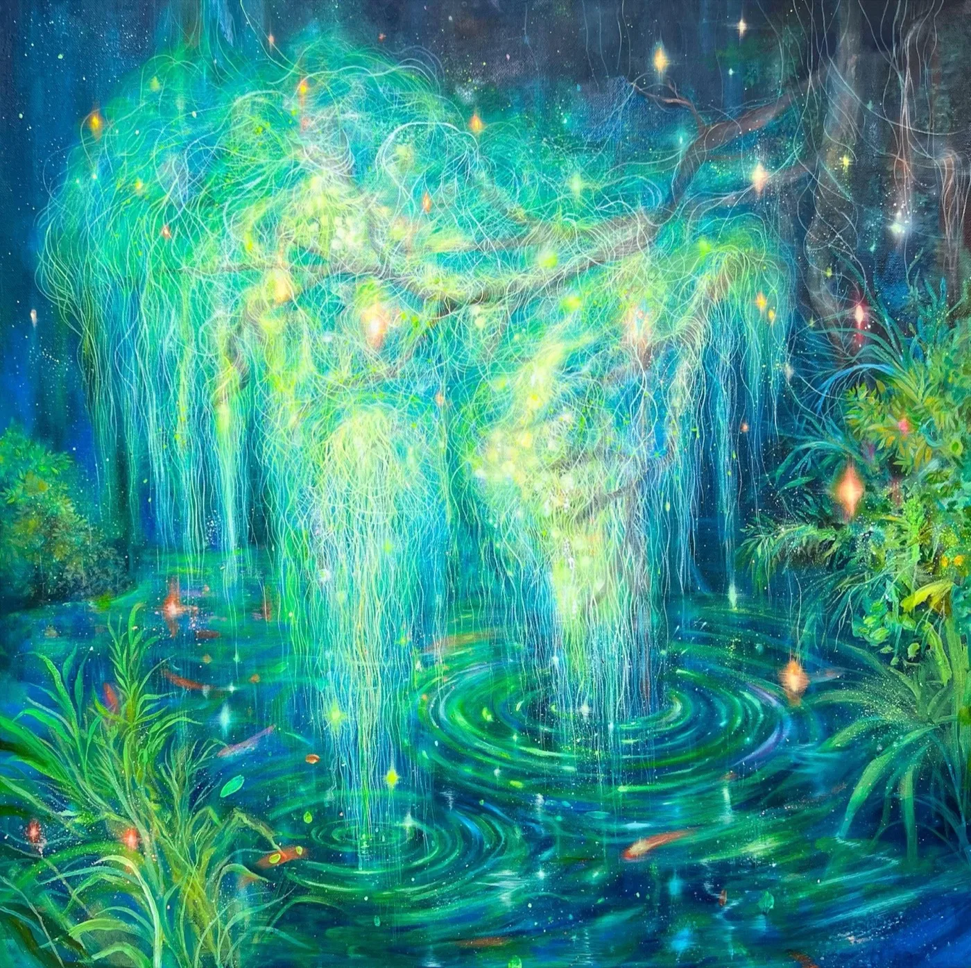 이유지, 〈염원의 빛이 뿌리내린 쉼터〉, 2026, 캔버스에 유채, 60.6x60.6cm