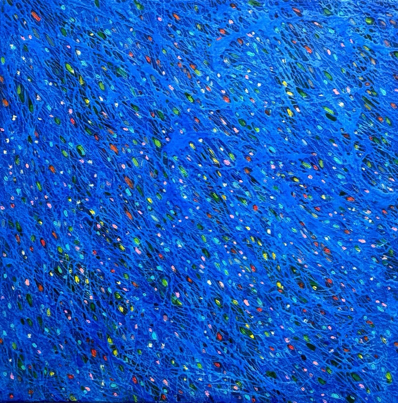 이은화, 〈바람 불어도〉, 2025, Acrylic and Oil pastel on canvas, 45.5x45.5cm