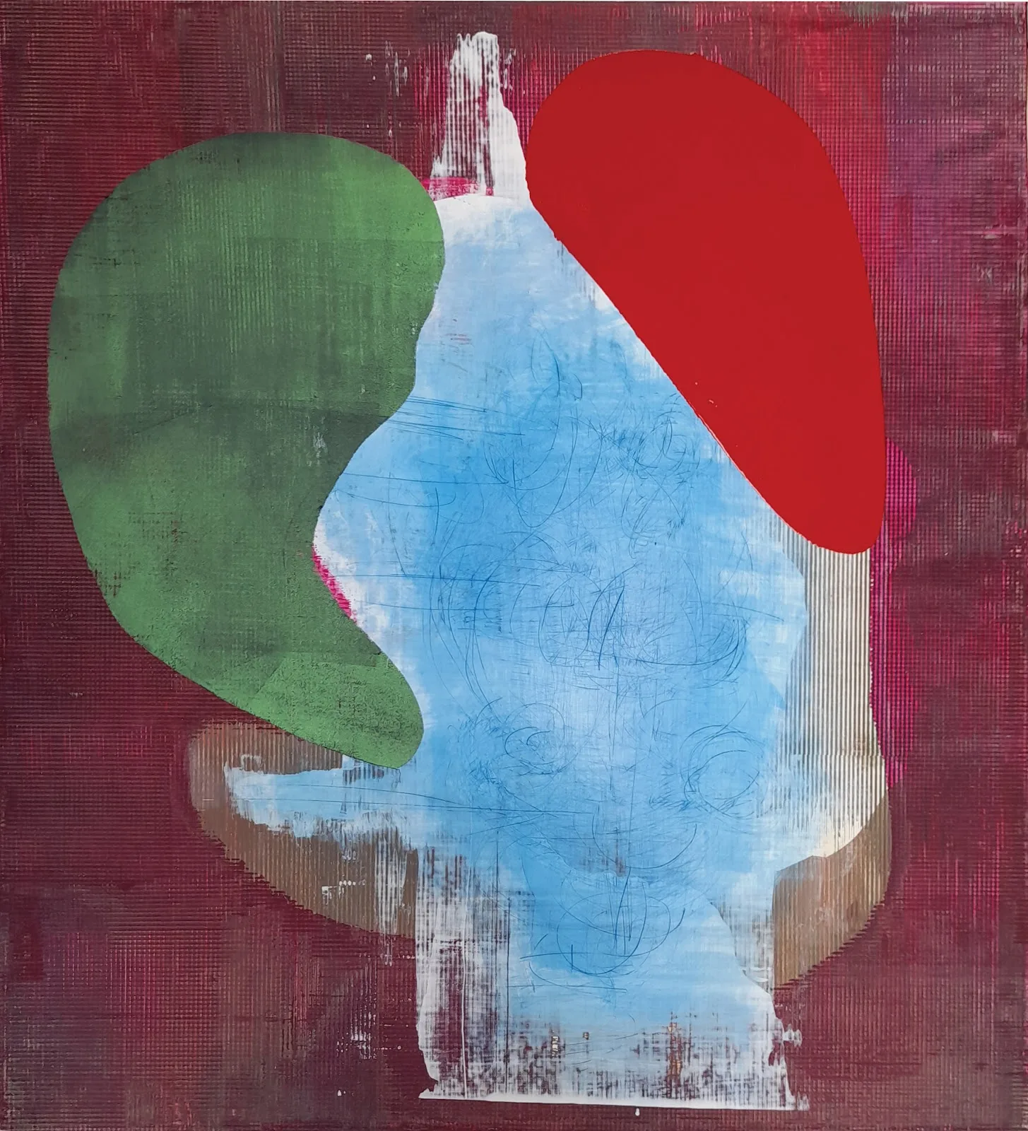 김종환, 〈두상연구 - 가르마가 있는 두상1〉, 2024, Mixed media, 81.3x88.6cm