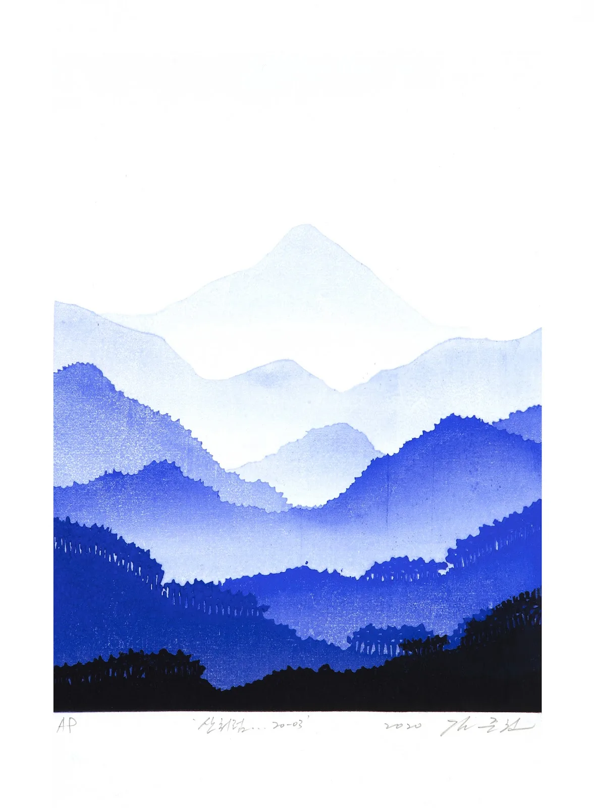 김준권, 〈산처럼〉, 2021, 채묵목판, 50×45cm