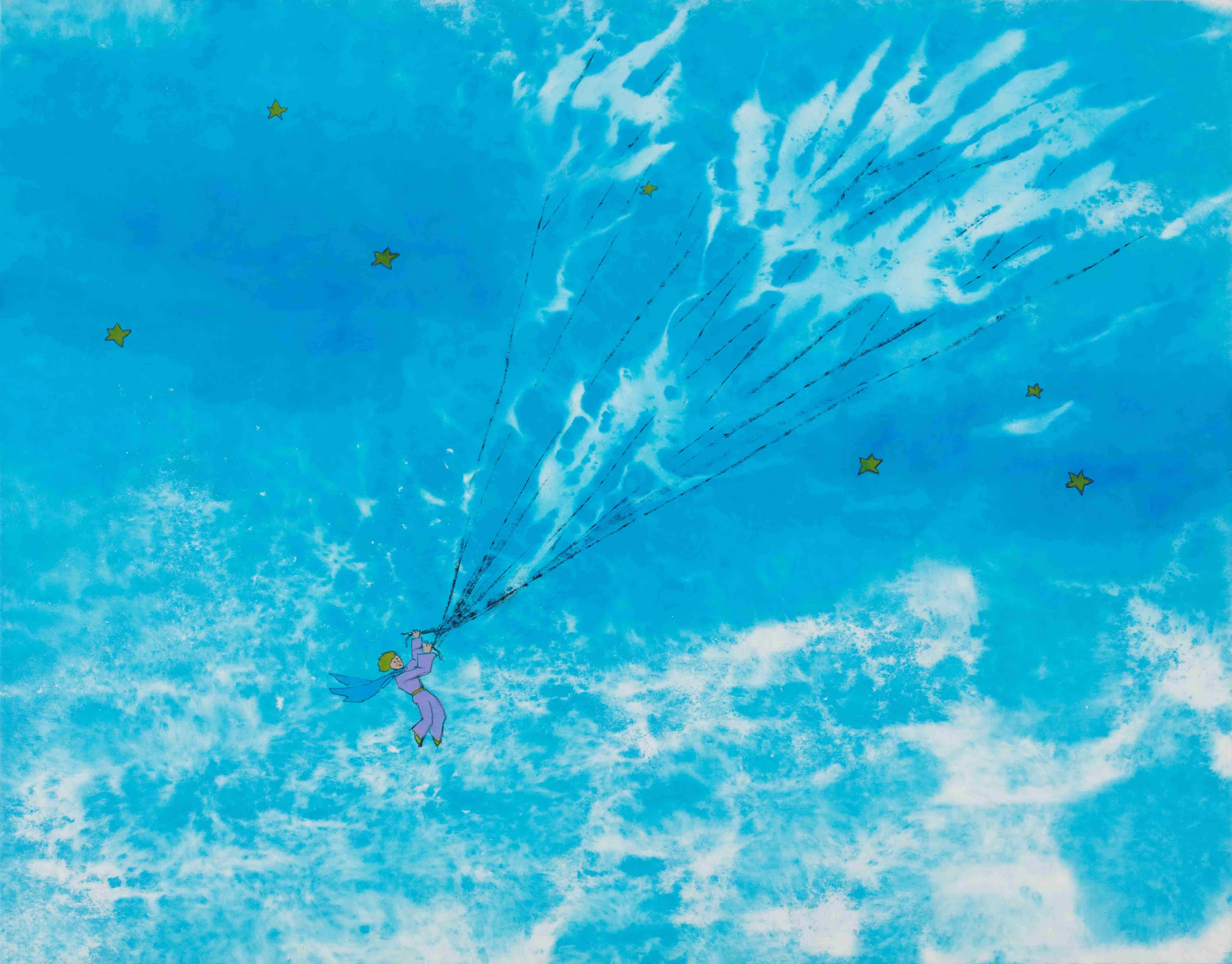 구름을 타고 오다.