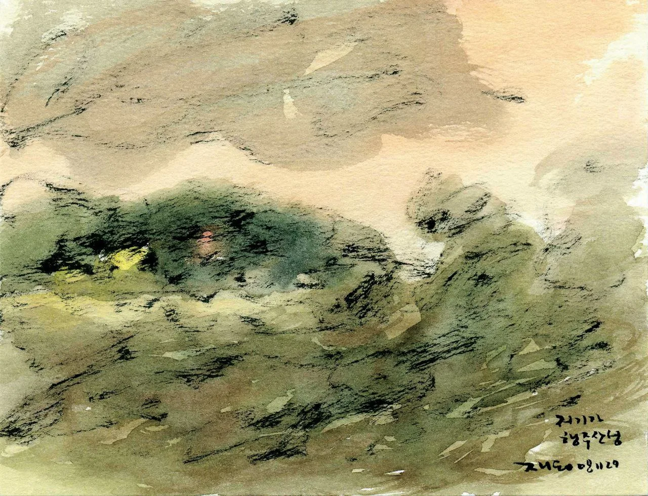 박재동, 〈저기가 행주산성〉, 29.7x42.0cm