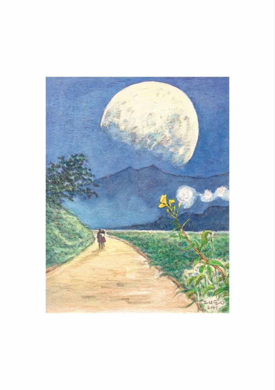 박재동, 〈달빛아래 연인〉, 2025, 아트프린트, 21×29.7cm