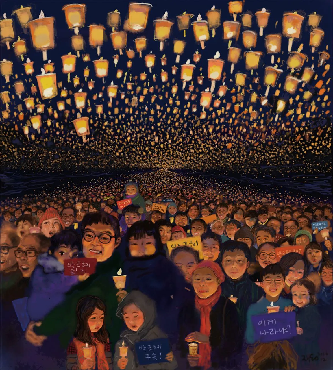 박재동, 〈촛불〉, 2017, 아트프린트, 30×30cm
