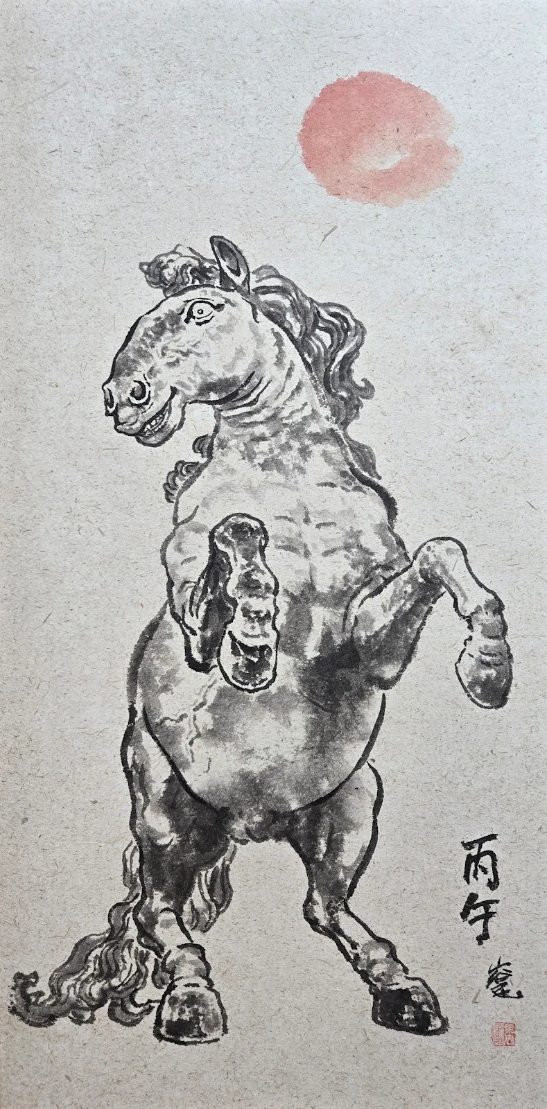 우용민, 〈병오마 2〉, 2026, 한지에 먹, 71x36cm