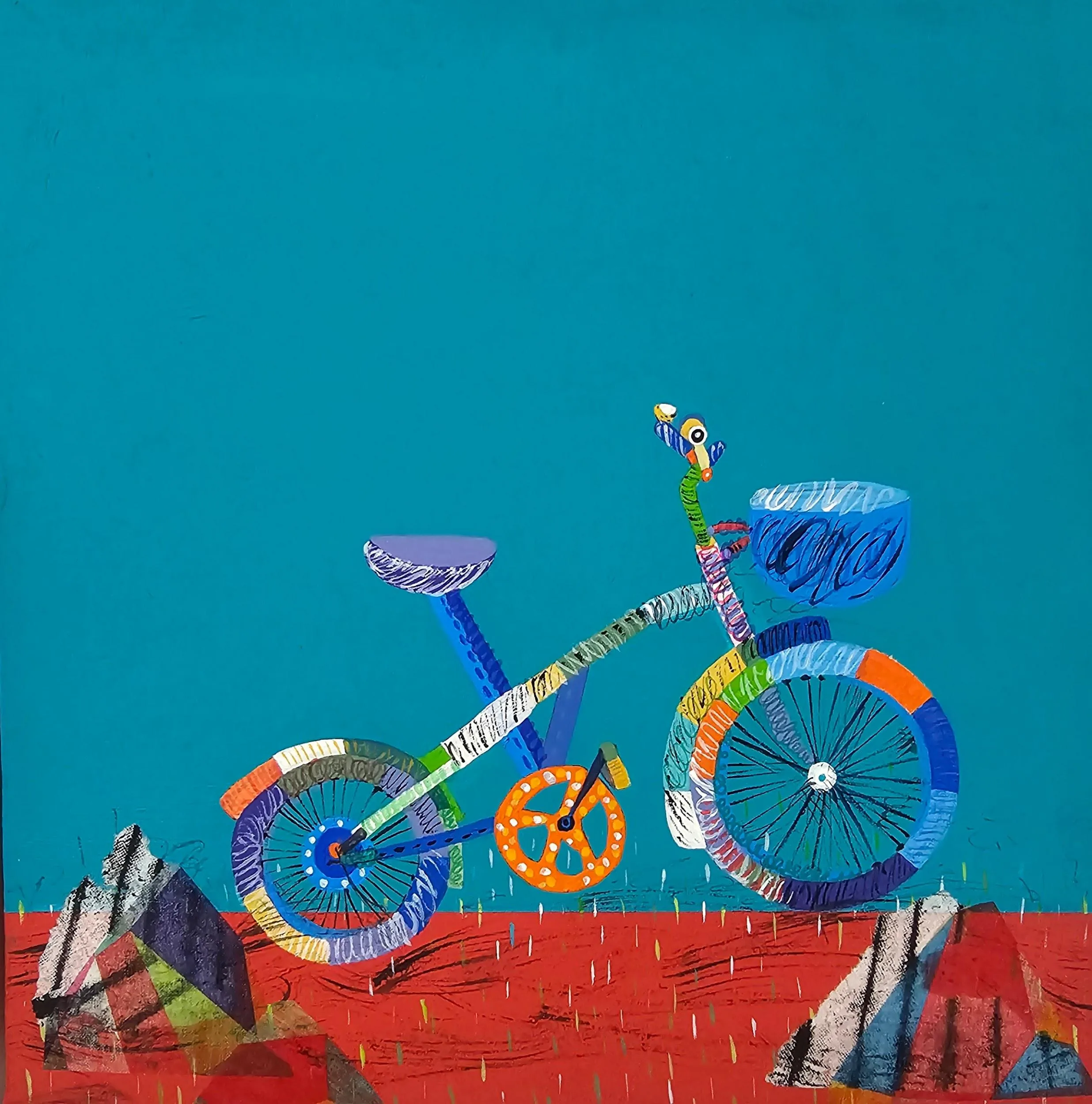 안은경, 〈서툰 생각〉, 장지에 혼합재료, 25x25cm — 디지털 출력과 비교되는 전통 회화 매체의 결