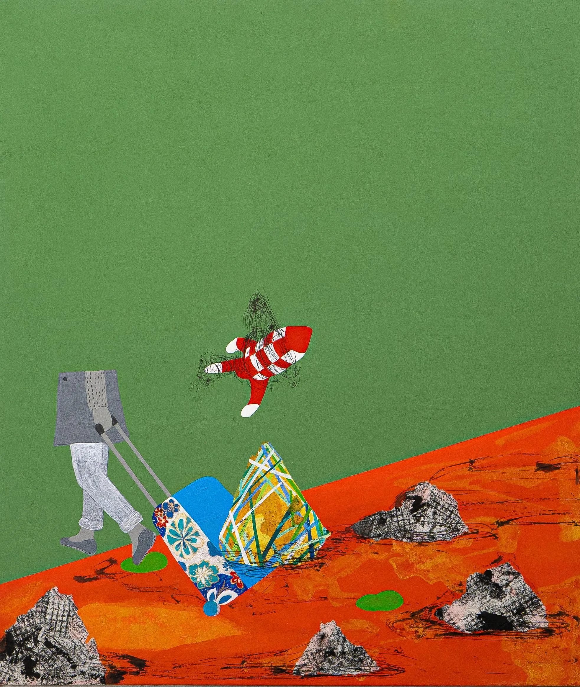 안은경, 〈서툰 여행〉, 2020, 장지에 혼합재료, 45.5x53cm