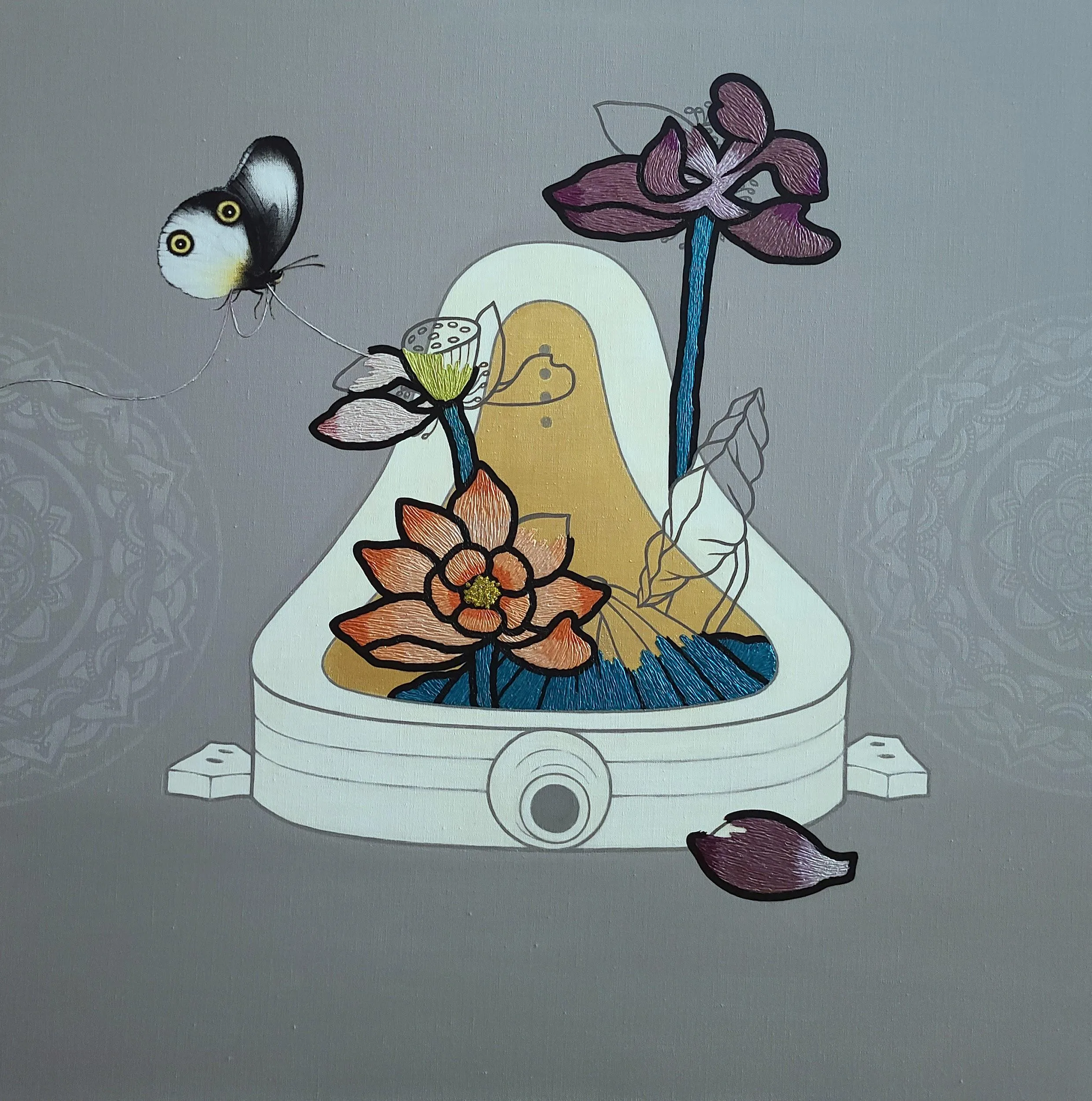 송광연, 〈Butterfly's Dream〉, 2025, Acrylic on canvas, 72.7×72.7cm