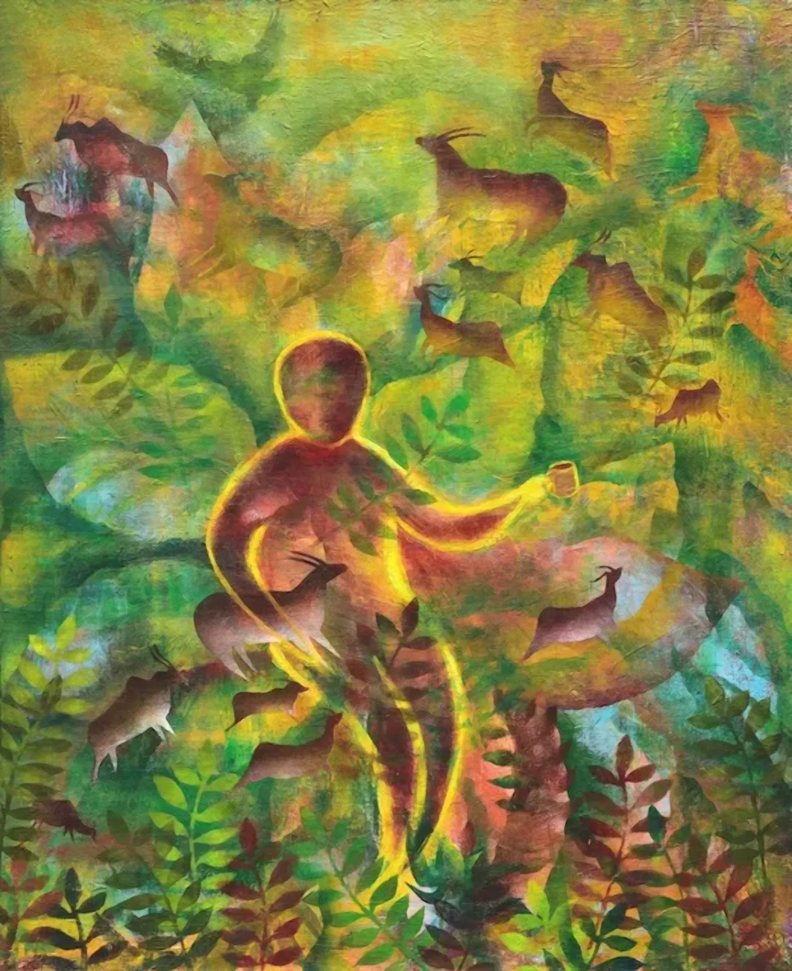 천지수, 〈아프리카 커피의 기억〉, 2024, Mixed media on canvas, 65.5x53cm