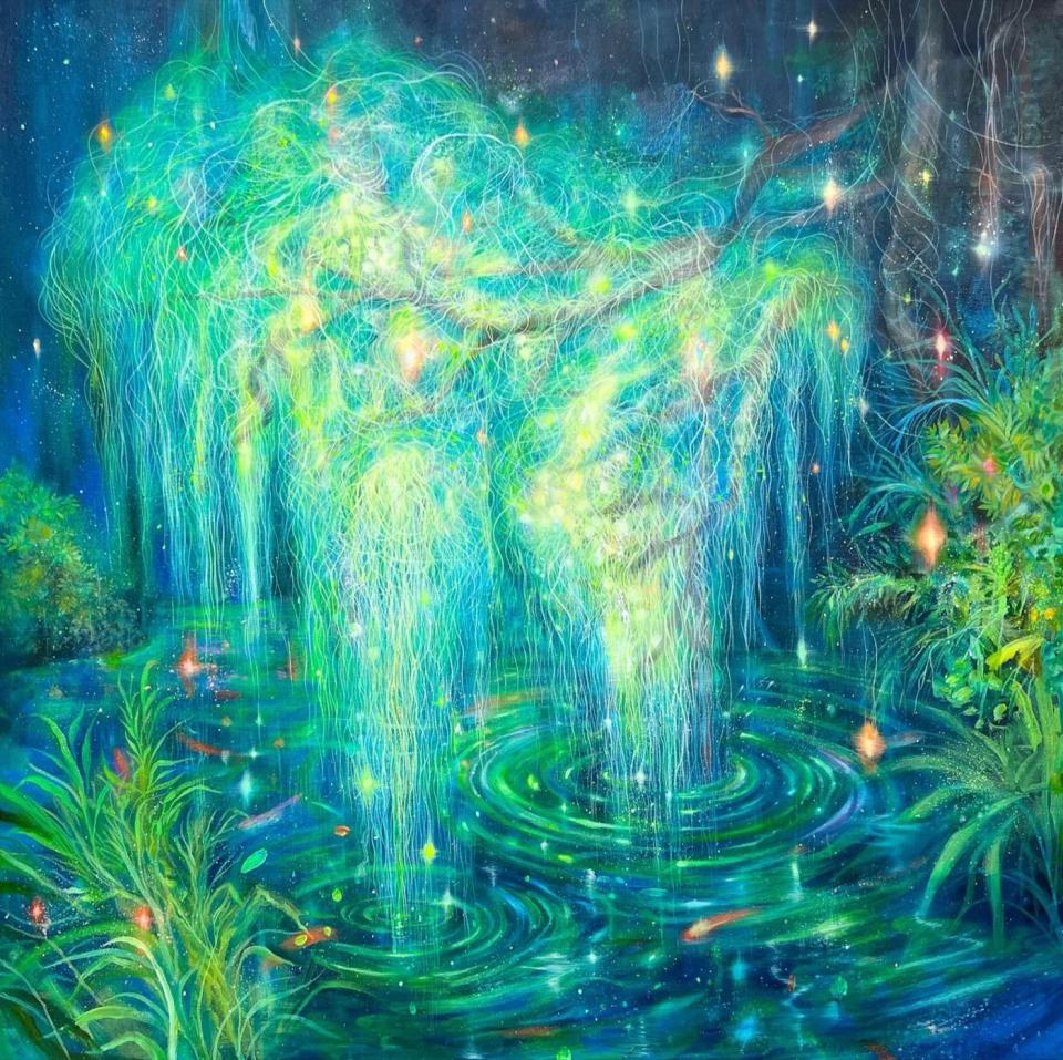 염원의 빛이 뿌리내린 쉼터, 캔버스에 유채 - 이유지