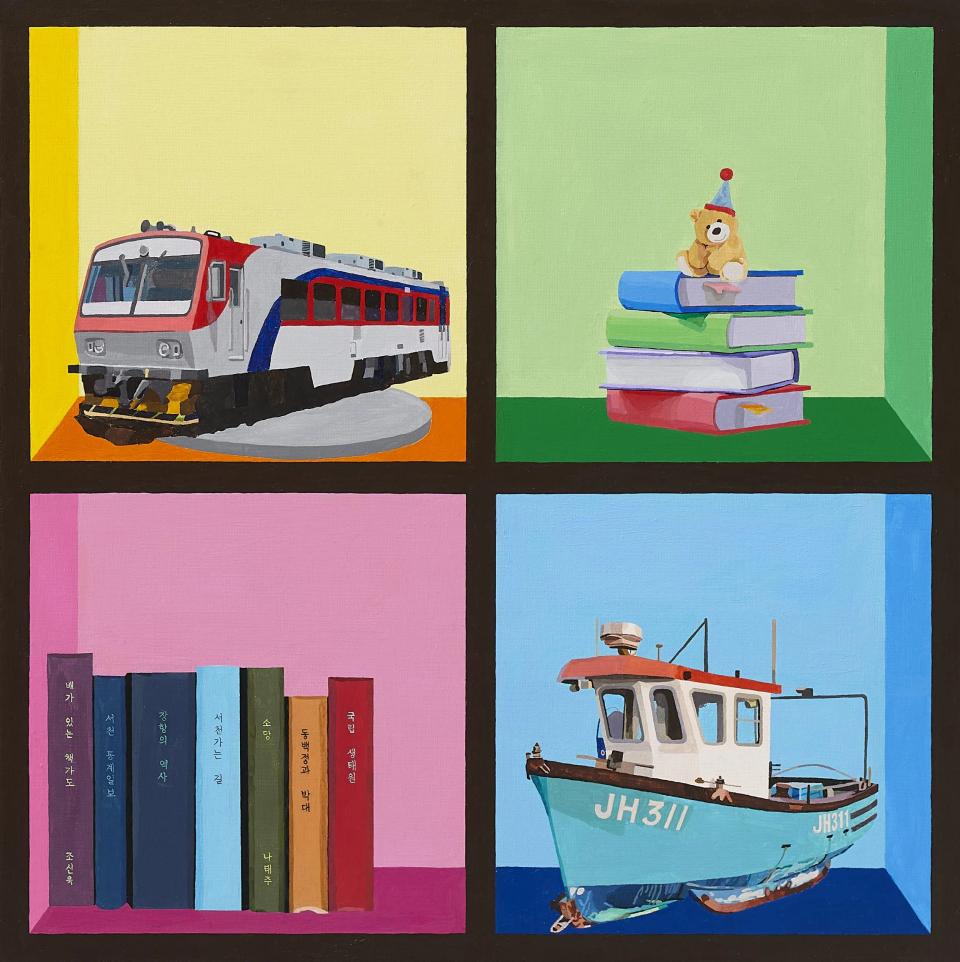 배가 있는 책가도, Acrylic on canvas - 조신욱