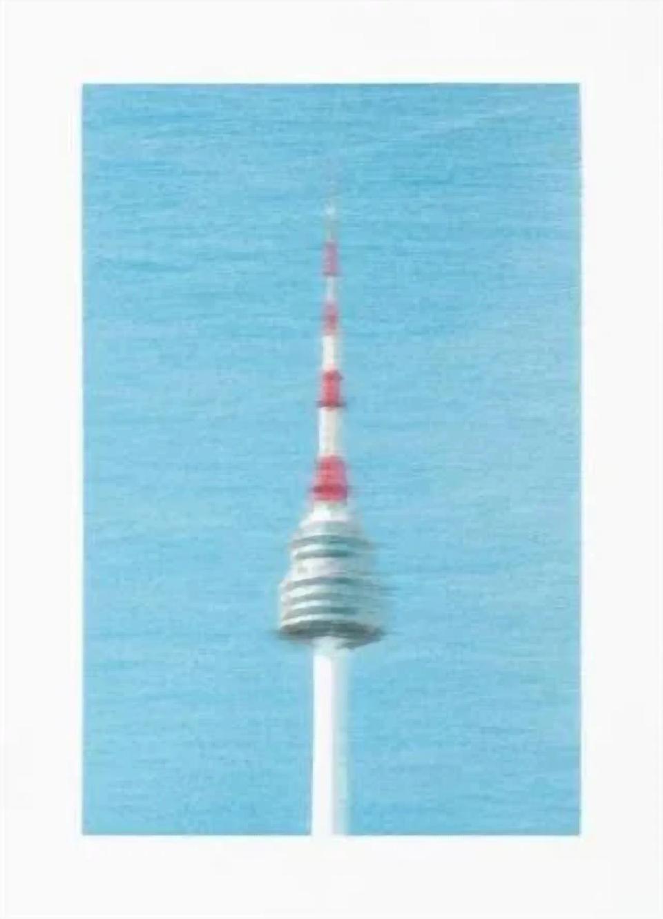 서울타워로부터, Pigment based inkjet on touched paper, 하얀색 원목액자 - 라인석