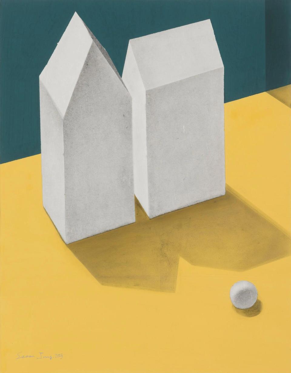 너와 나 사이 #2
 Between you and me, 장지 위에 흑연가루, 안료 - 정서온