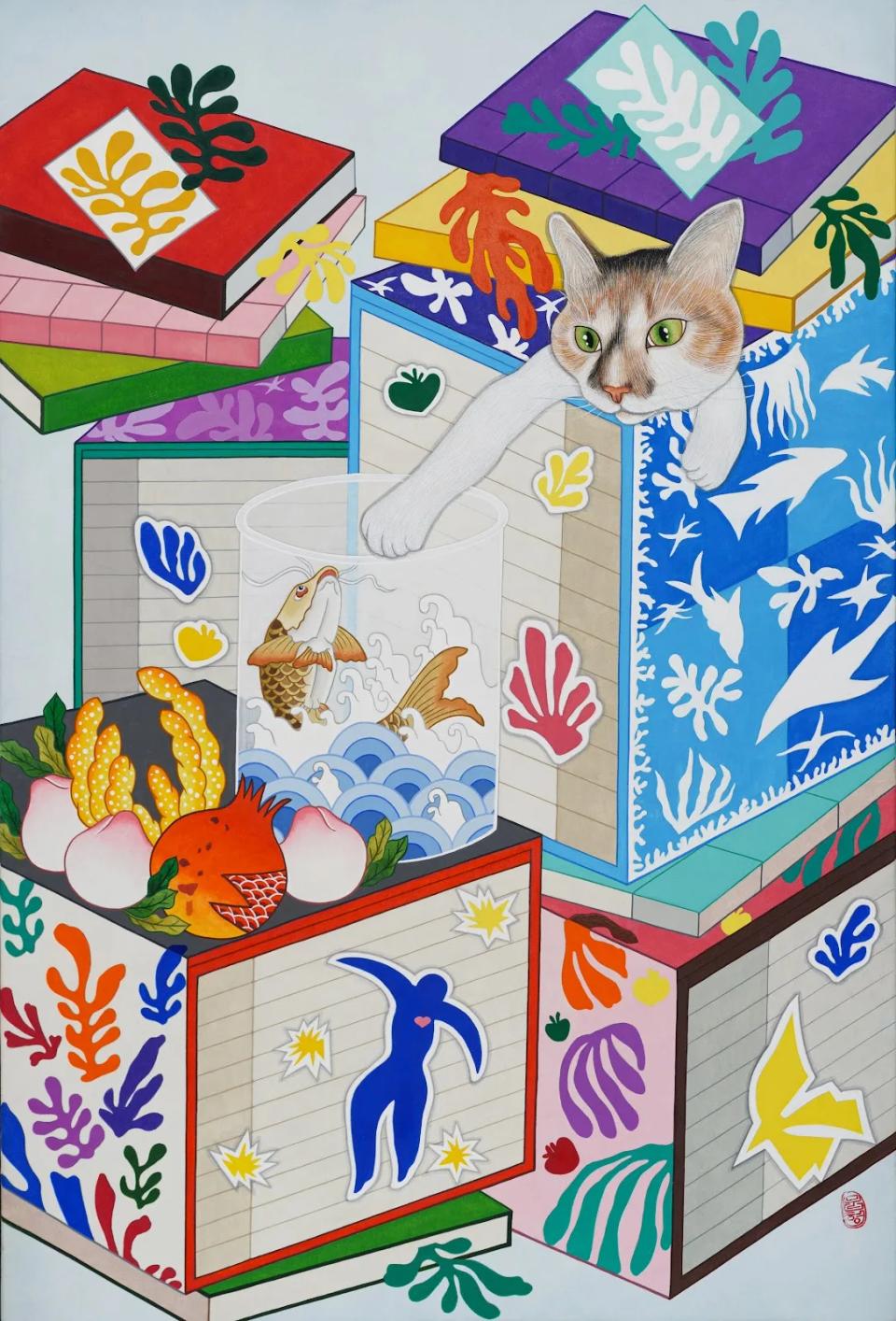 책거리x앙리 마티스, 한지위에 수묵채색 - 이문형