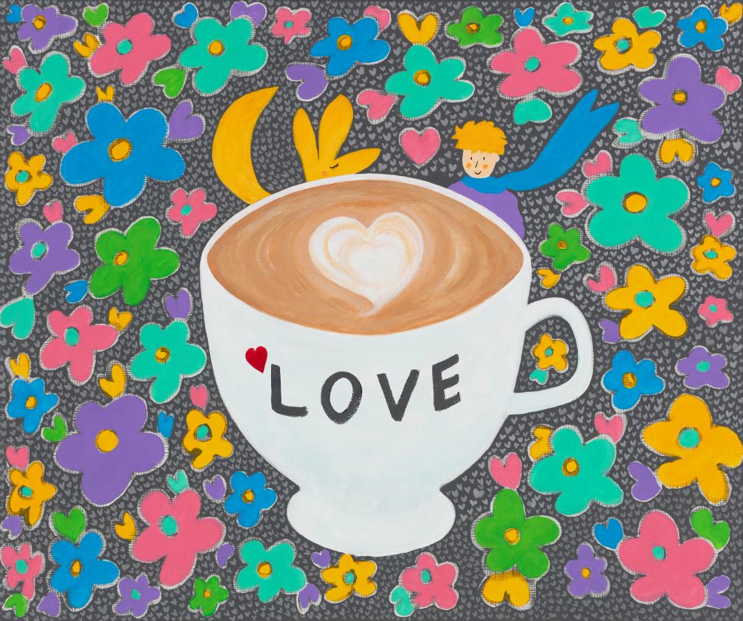 Kang Seoktae, Happy Tea Time, 2022, acrylic on canvas, 72.7×60 cm