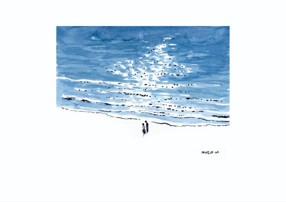 연인, Pigment on watercolor texture - 박재동