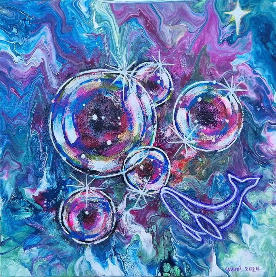 우주에서I, Mixed media on canvas - 예미킴