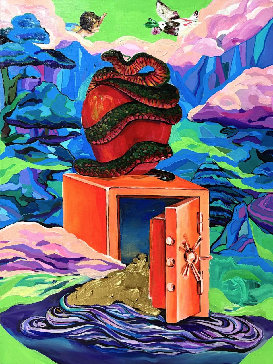 Free will, Mixed media on canvas (acrylic, gold leaf, wax paint) - 한미영