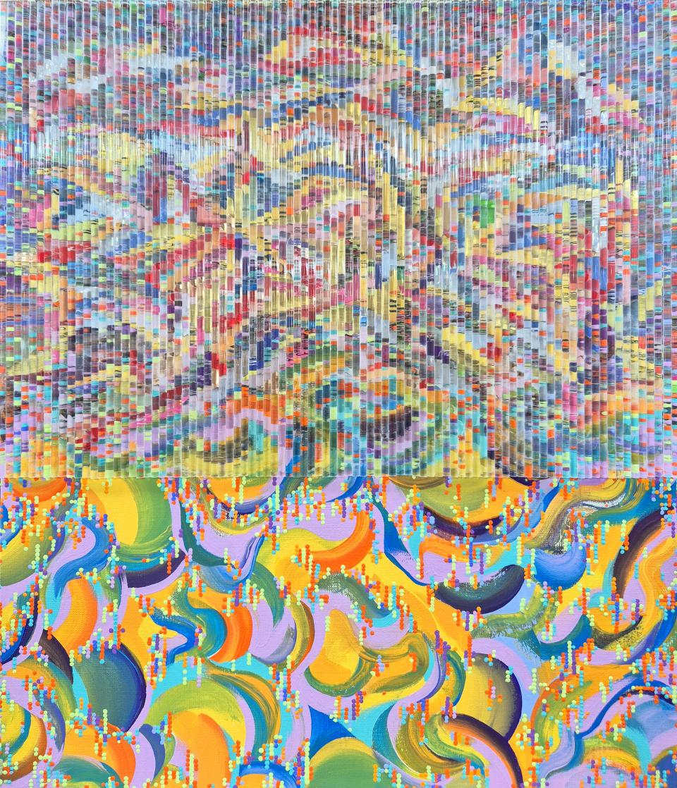 9407 SIM_Visibility, 믹스미디어 이후 아크릴 스틱 콜라주, 아크릴 채색 - 심모비