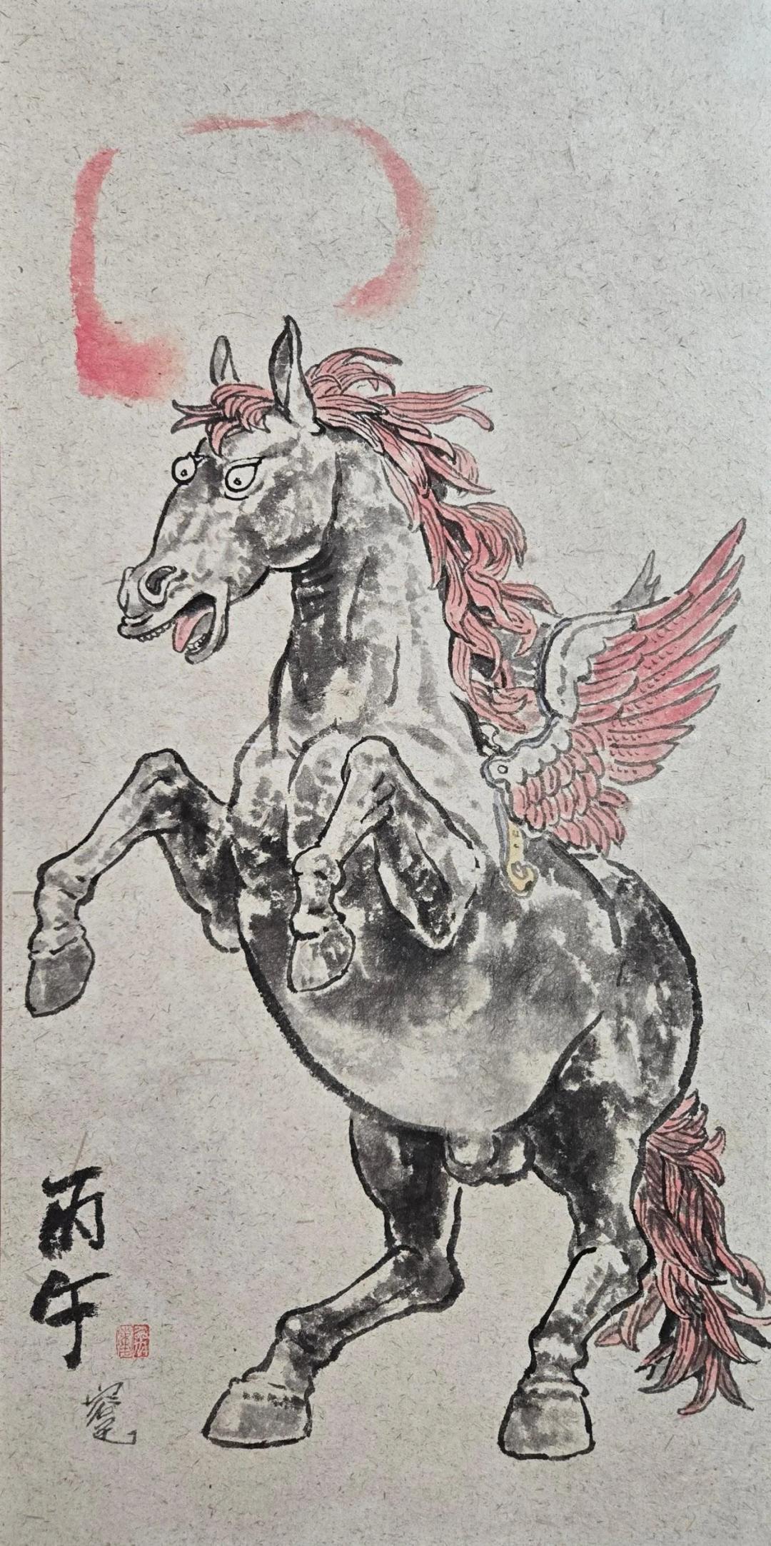 Woo Yongmin, Horse of Byeongo 1, 2026, ink on hanji, 71×36 cm