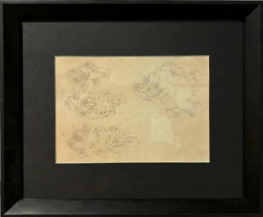 박생광, 〈쏘가리〉, 1950, 종이에 연필, 25x18cm