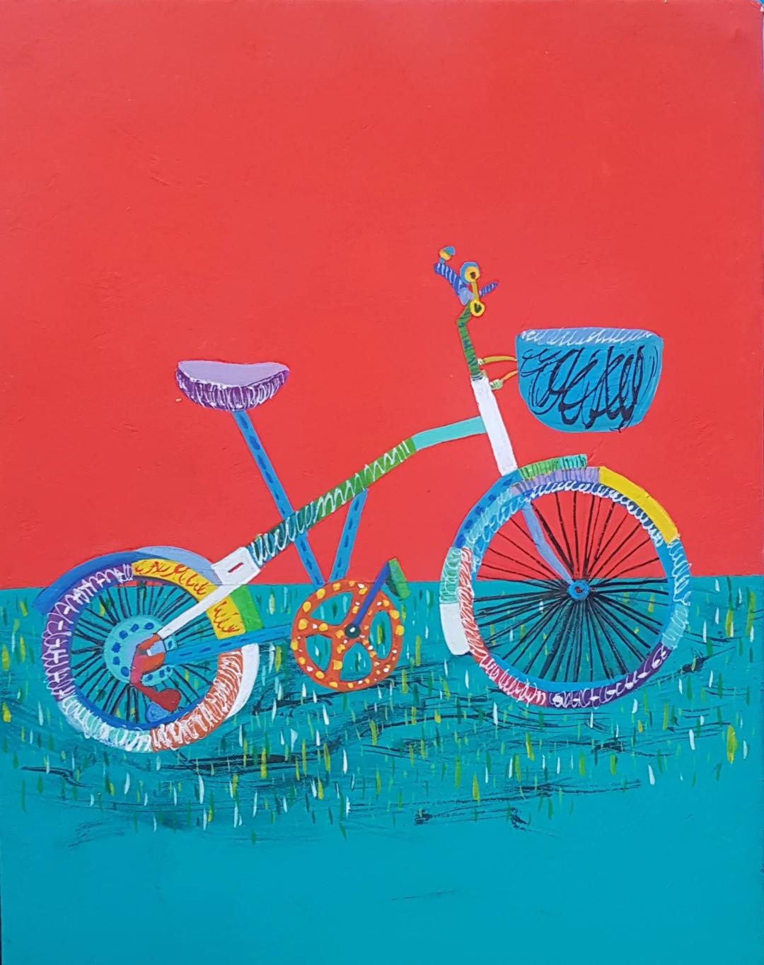 안은경, 〈쉼표(,)〉, 장지에 채색, 19x24cm — 작은 장지 위 짧은 호흡