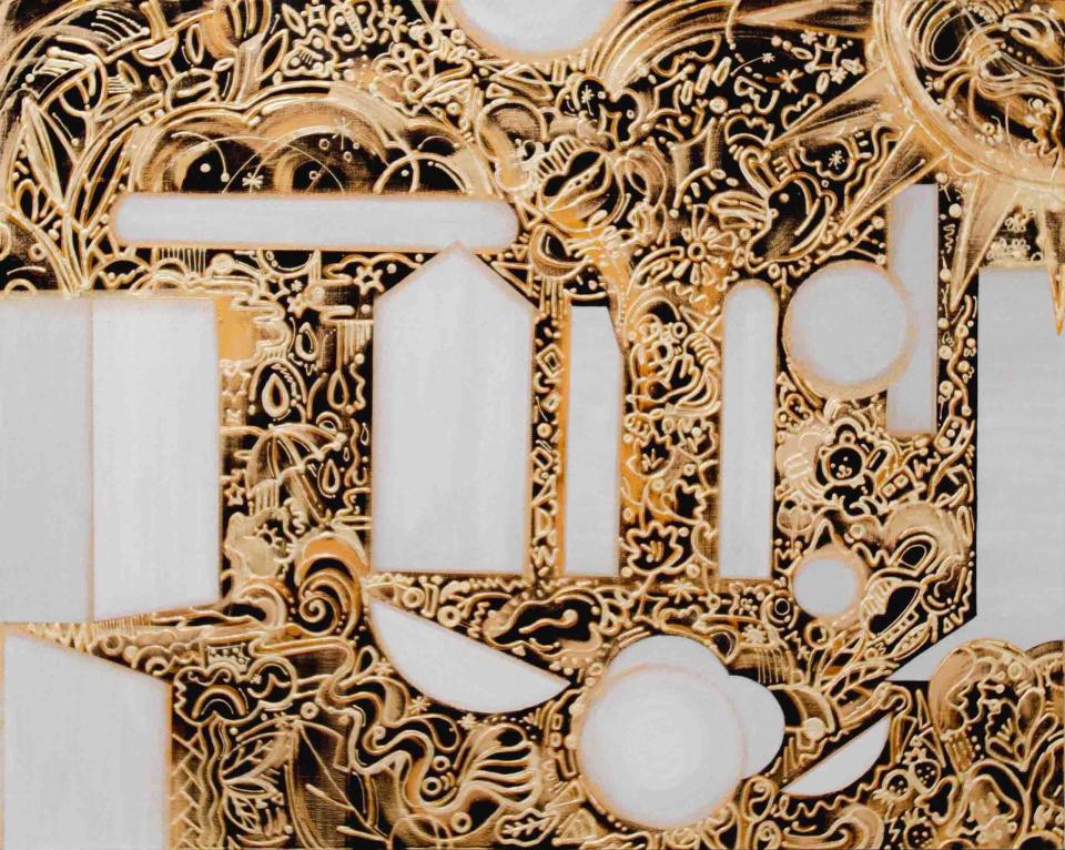 놀이터 (Playground) n'3, 시멘트, 유사 금박, 왁스, 아크릴 - 최혜수